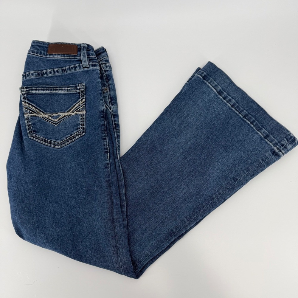 Rock & Roll Denim Trouser Jeans Womens 30x32 Mid Rise Wide Leg Dark Wash Blue